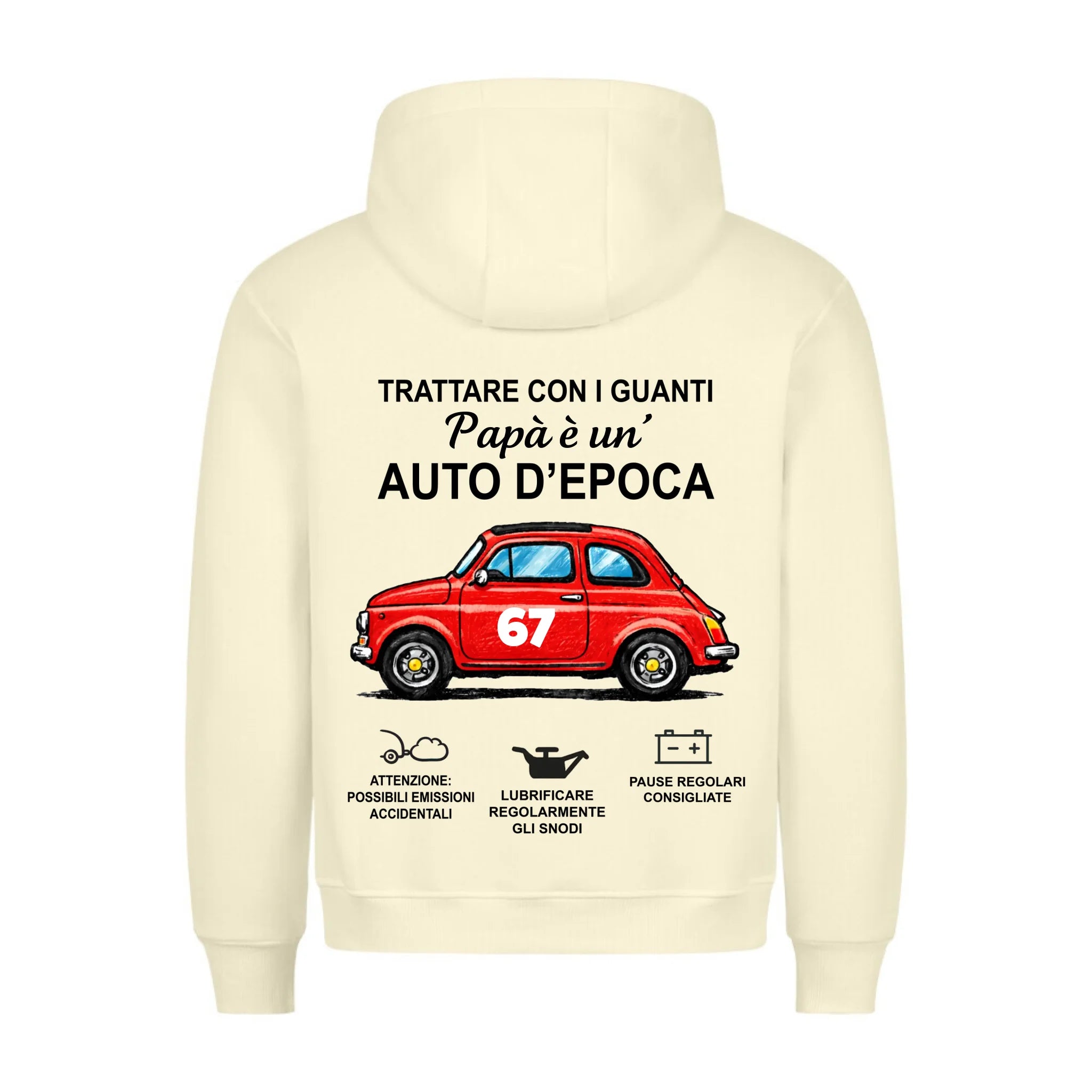 AUTO D'EPOCA - Felpa personalizzabile con stampa sul retro