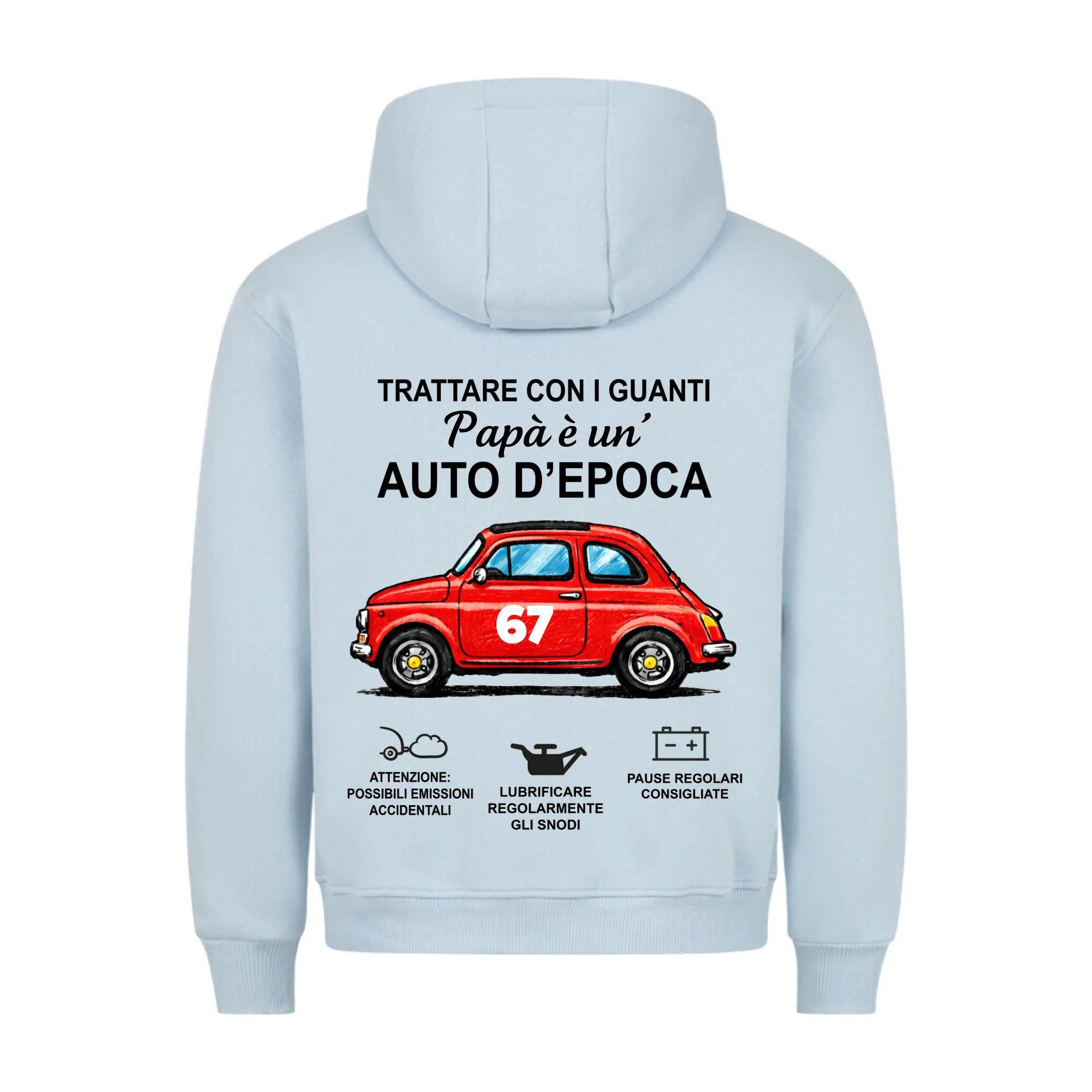 AUTO D'EPOCA - Felpa personalizzabile con stampa sul retro