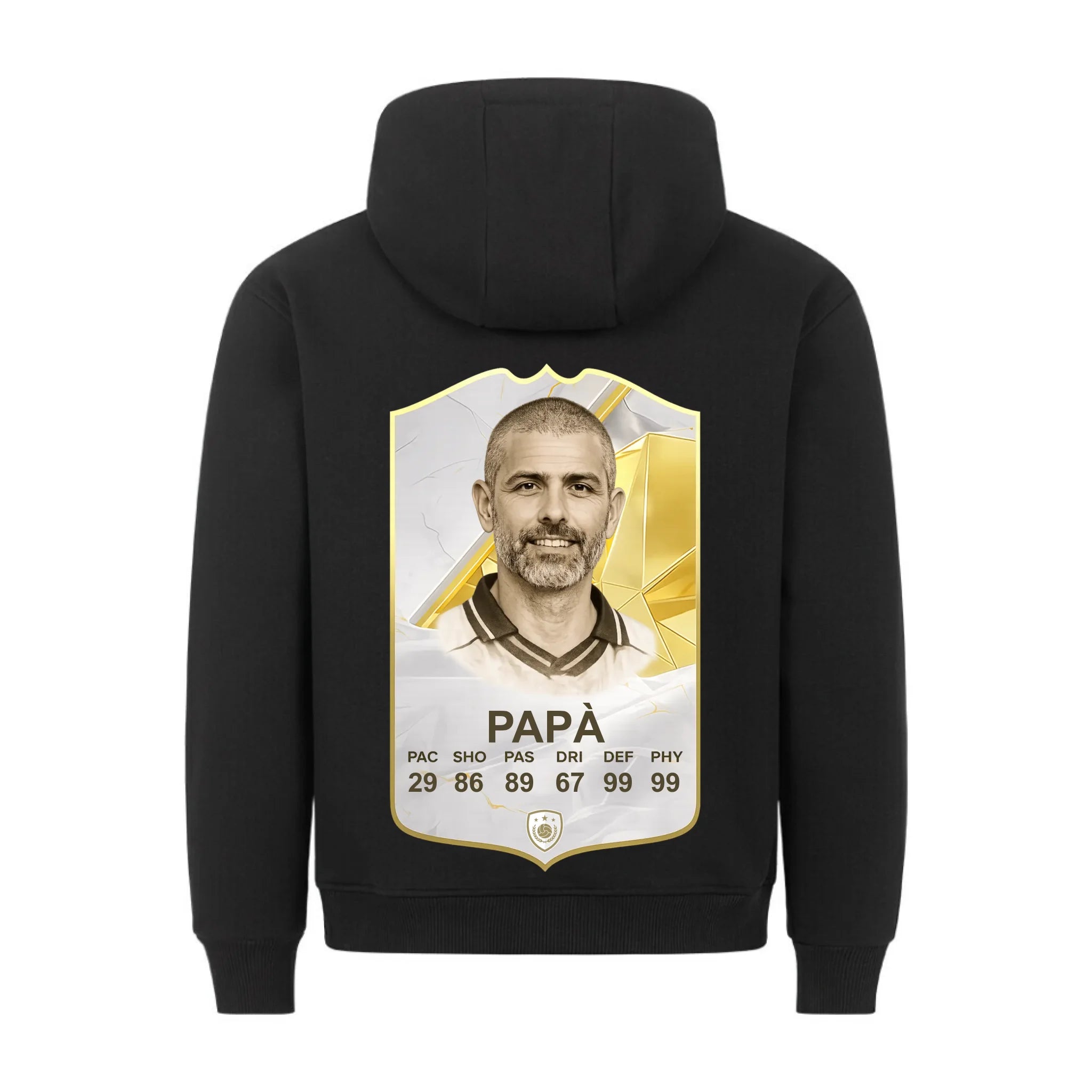 ICON CARD - Felpa con cappuccio personalizzabile con stampa sul retro