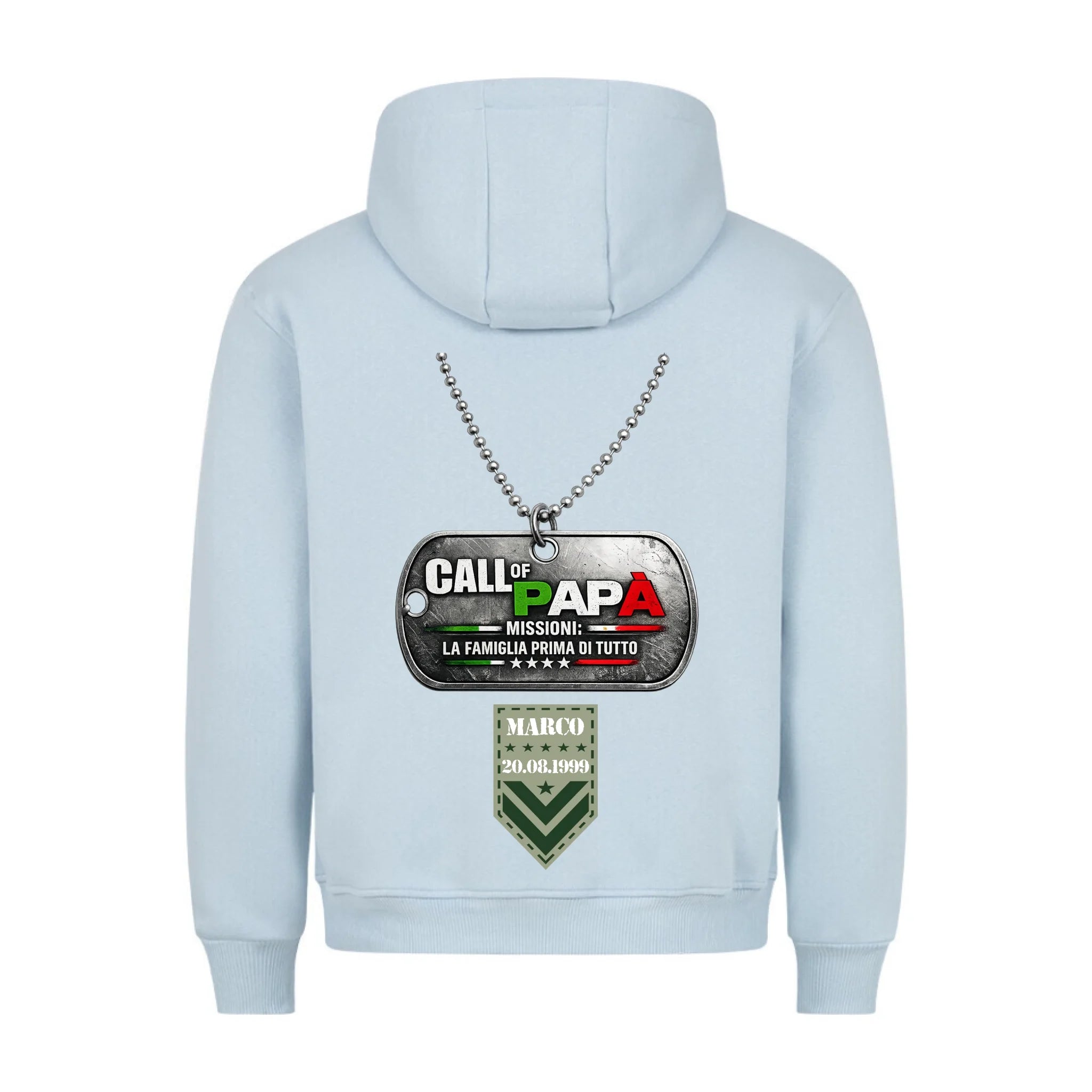 CALL OF PAPA - Felpa con cappuccio personalizzabile con stampa sul retro
