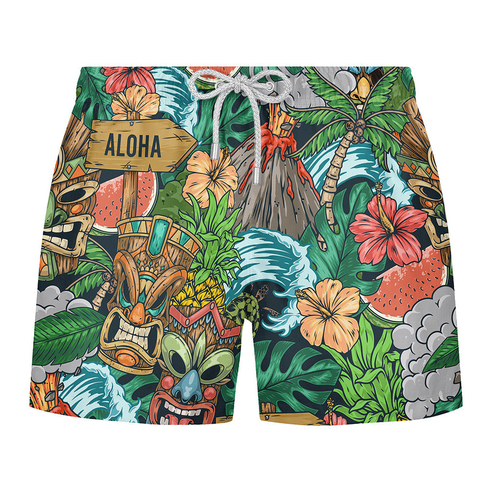 ALOHA TIKI - Premium Badeshort Fullprint