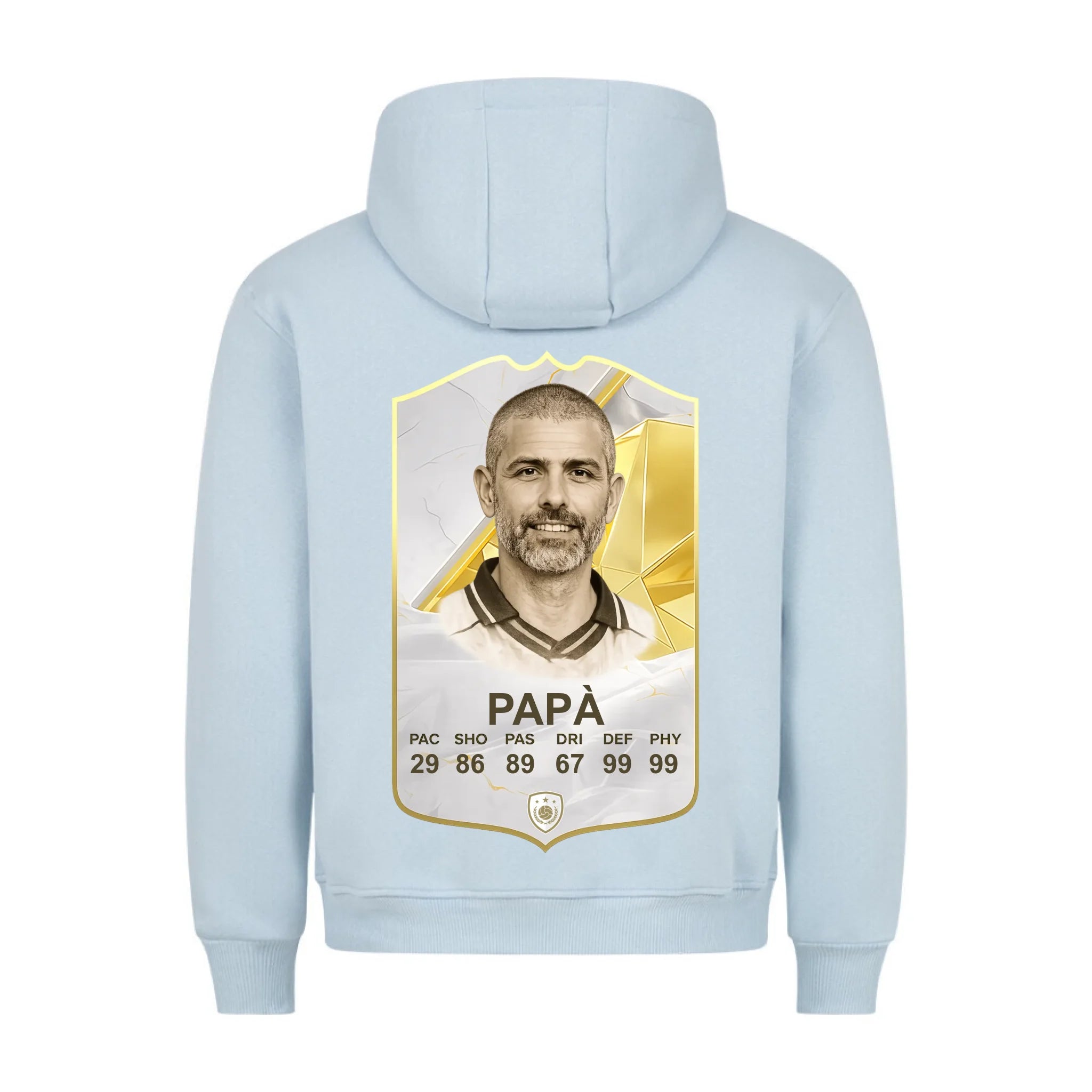 ICON CARD - Felpa con cappuccio personalizzabile con stampa sul retro