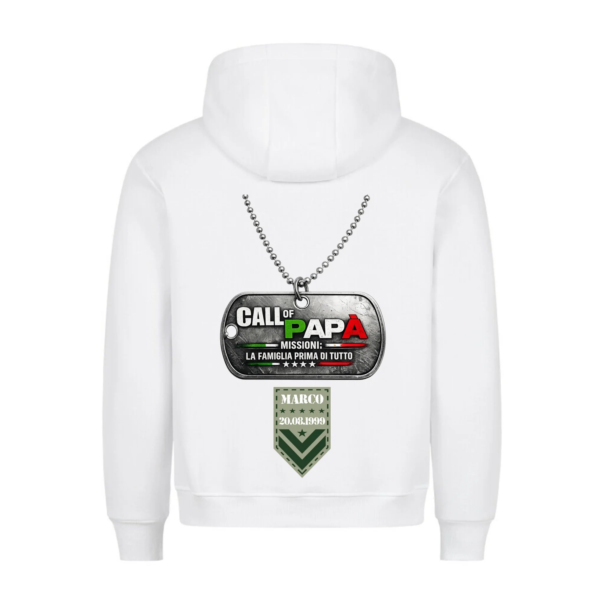 CALL OF PAPA - Felpa con cappuccio personalizzabile con stampa sul retro